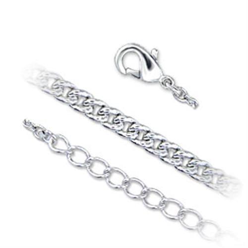 LOA1177 Silver Brass Chain, lightweight and elegant, showcasing a sleek design without any stones.