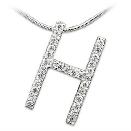 LOA259 High-Polished 925 Sterling Silver Pendant featuring AAA Grade Clear CZ stone, showcasing its elegant design and shine.
