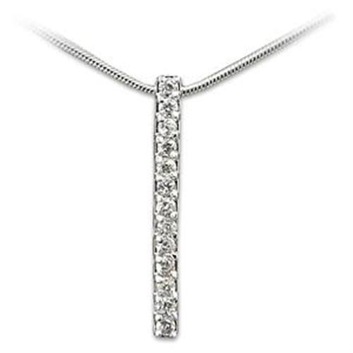 LOA260 High-Polished 925 Sterling Silver Pendant with AAA Grade CZ stone, showcasing its elegant design and brilliant shine.