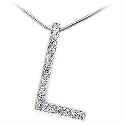LOA262 High-Polished 925 Sterling Silver Pendant featuring AAA Grade clear CZ stones, showcasing its elegant design and shine.