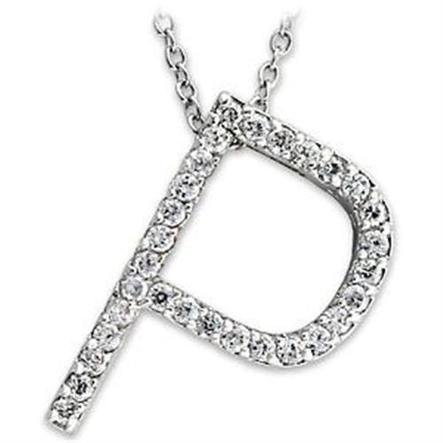 LOA263 High-Polished 925 Sterling Silver Pendant featuring AAA Grade Clear CZ, showcasing its elegant design and shine.
