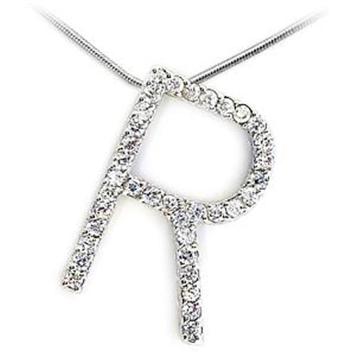 LOA269 High-Polished 925 Sterling Silver Pendant featuring AAA Grade CZ stone, showcasing its elegant design and shine.
