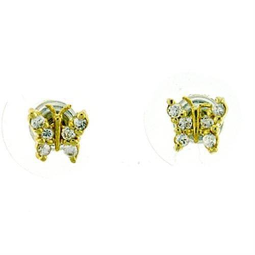 LOA440 Gold Brass Earrings featuring AAA Grade Clear CZ stone, elegantly designed for any occasion.