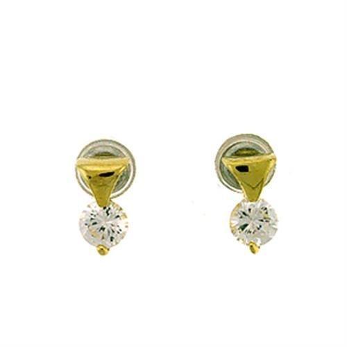 LOA446 Gold Brass Earrings featuring AAA Grade Clear CZ stone, elegantly designed for a luxurious look.