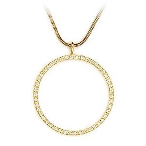 LOA485 Gold 925 Sterling Silver Pendant featuring a clear AAA Grade CZ stone, showcasing its elegant design and luxurious finish.