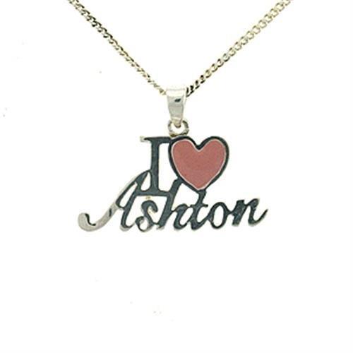 LOA540 Silver Brass Chain Pendant featuring a rose epoxy center stone, elegantly designed for versatile wear.