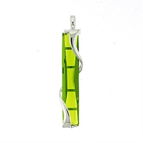 LOA560 High-Polished 925 Sterling Silver Pendant featuring a vibrant synthetic peridot stone, elegantly designed for any occasion.