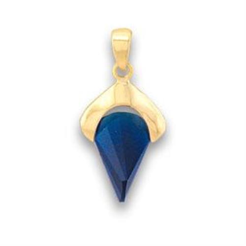 LOA618 Gold Brass Pendant featuring a vibrant Montana synthetic glass stone, elegantly designed for versatile wear.