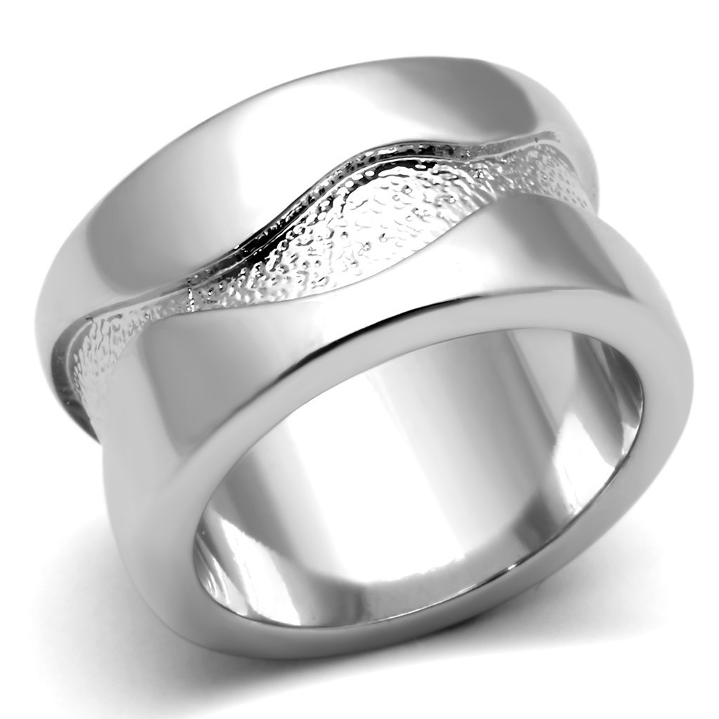 LOA853 Rhodium Brass Ring with a sleek design, showcasing its shiny rhodium finish and elegant simplicity, perfect for any occasion.