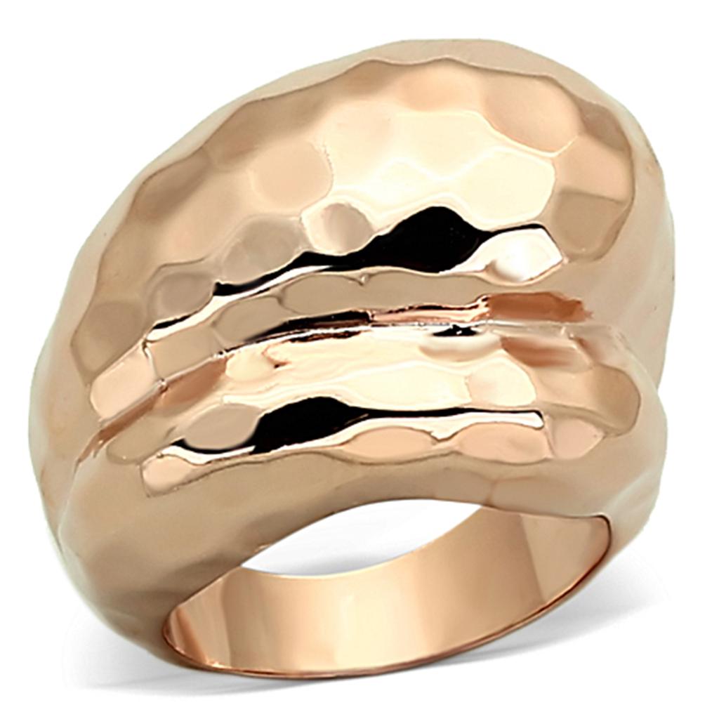 LOA901 Rose Gold Brass Ring with a sleek design, showcasing its elegant finish and lightweight structure.