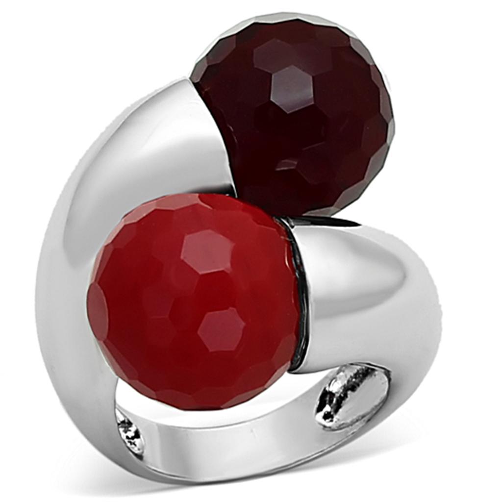 LOA903 Rhodium Brass Ring featuring vibrant multi-colored synthetic glass, elegantly designed for stylish wear.