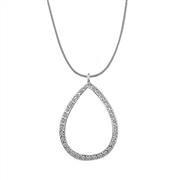 LOAS1320 Rhodium 925 Sterling Silver Chain Pendant featuring a clear AAA Grade CZ stone, showcasing its elegant design and shine.
