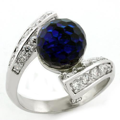 LOAS1145 Rhodium 925 Sterling Silver Ring featuring a clear top grade crystal, showcasing its elegant design and high-quality materials.