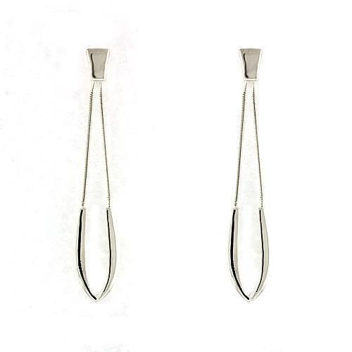 LOAS791 High-Polished 925 Sterling Silver Earrings, showcasing a minimalist design with a shiny finish, perfect for everyday wear.