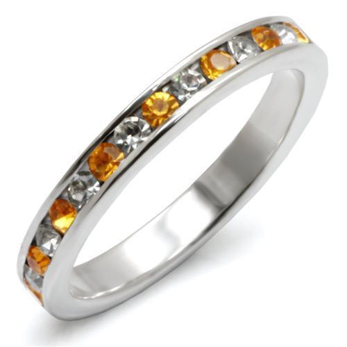LOAS914 High-Polished 925 Sterling Silver Ring featuring a vibrant Topaz crystal, showcasing its elegant design and high-quality finish.