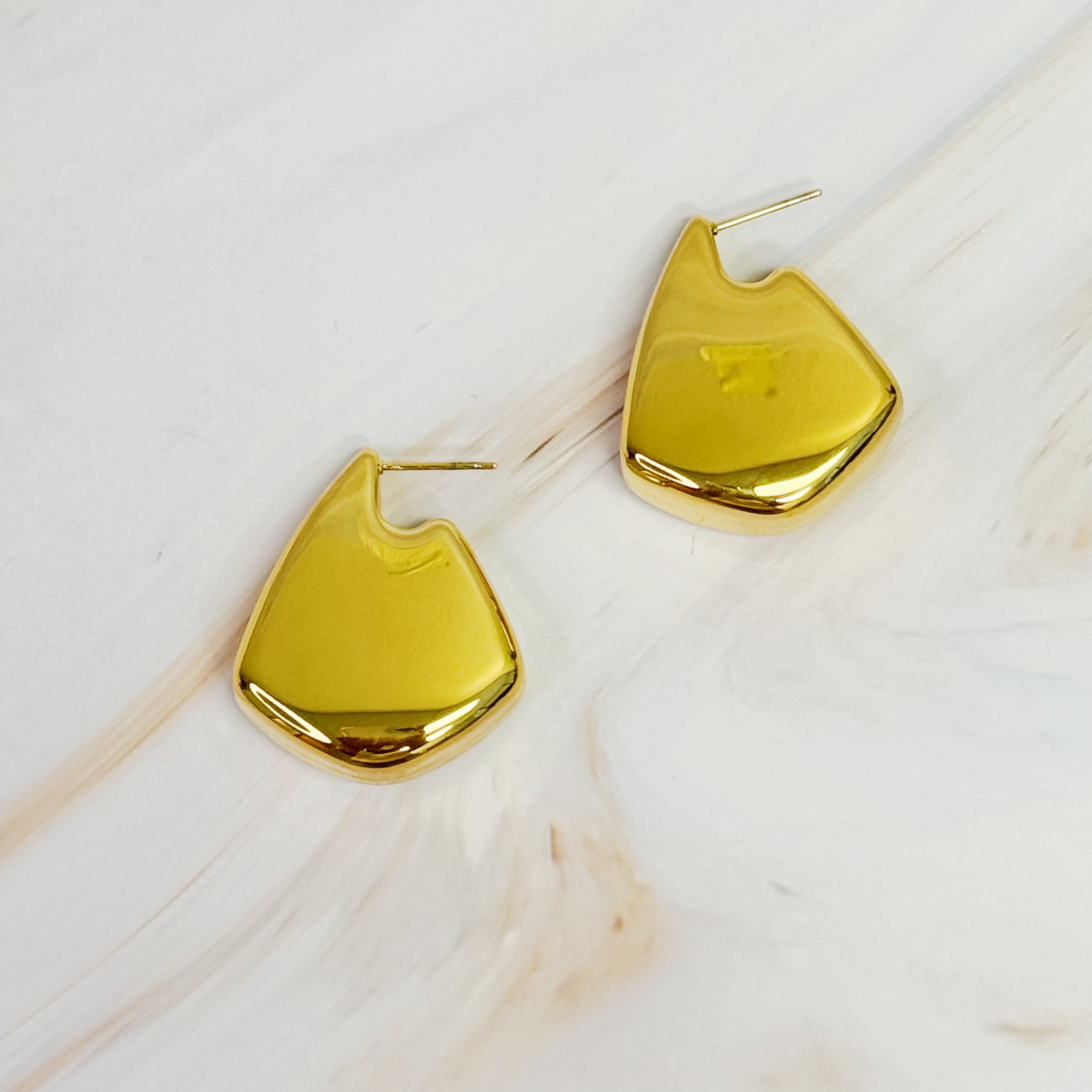Elegant Loli Halo Earrings in 18k gold plated stainless steel, showcasing a unique design perfect for any occasion.