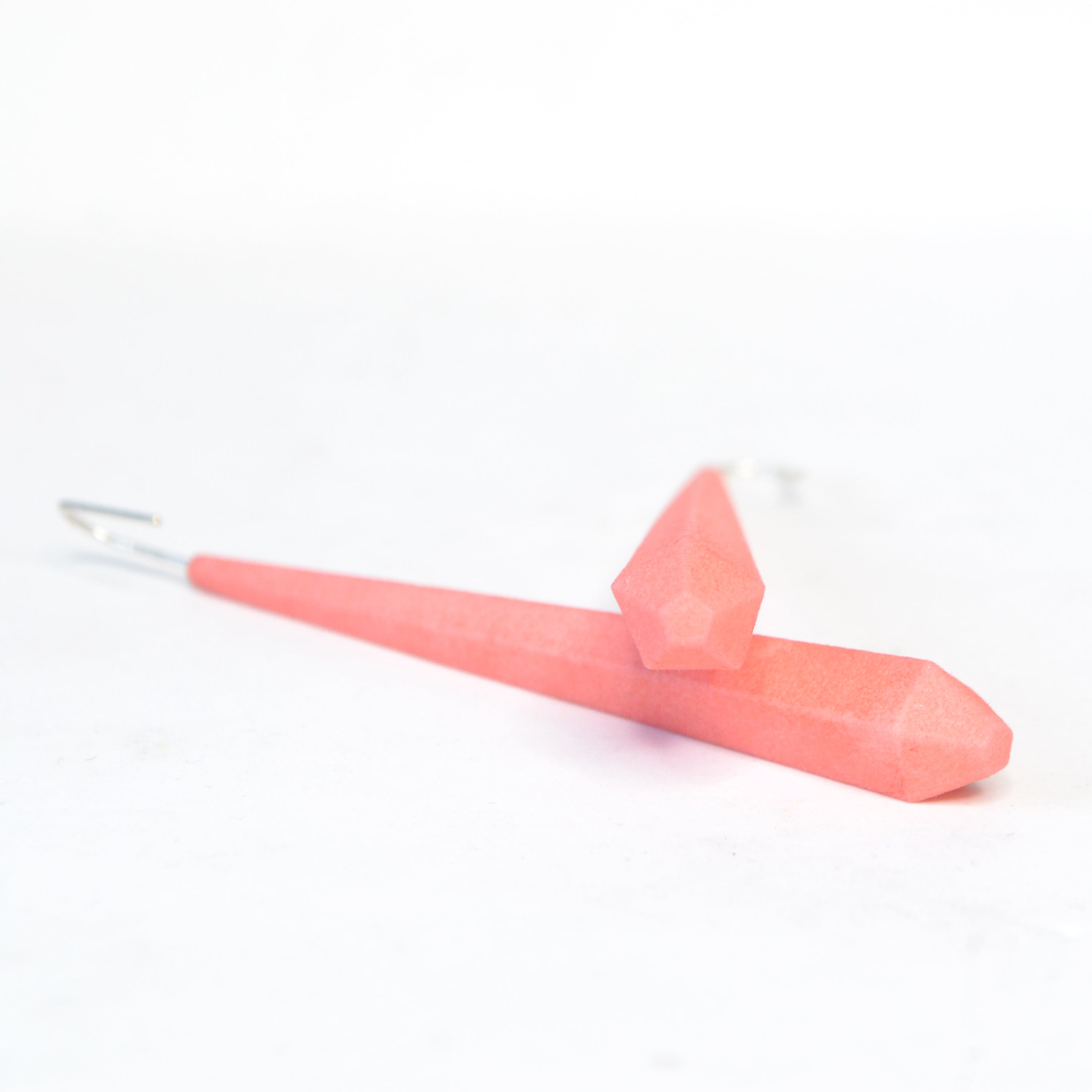 Long Pentagon Earrings XL in vibrant colors with sterling silver hooks, showcasing a modern geometric design.