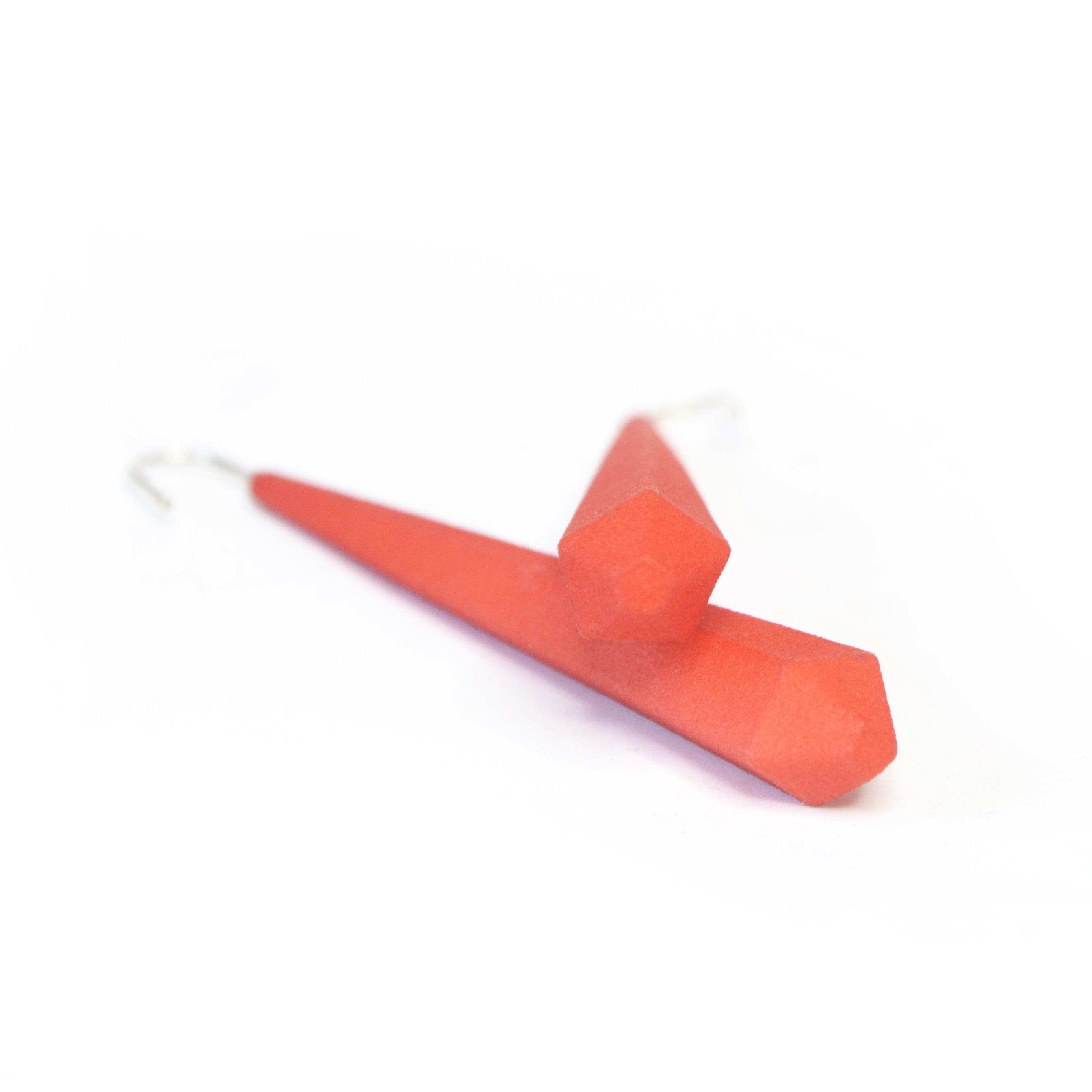 Long Pentagon Earrings XL in vibrant colors with sterling silver hooks, showcasing a modern geometric design.