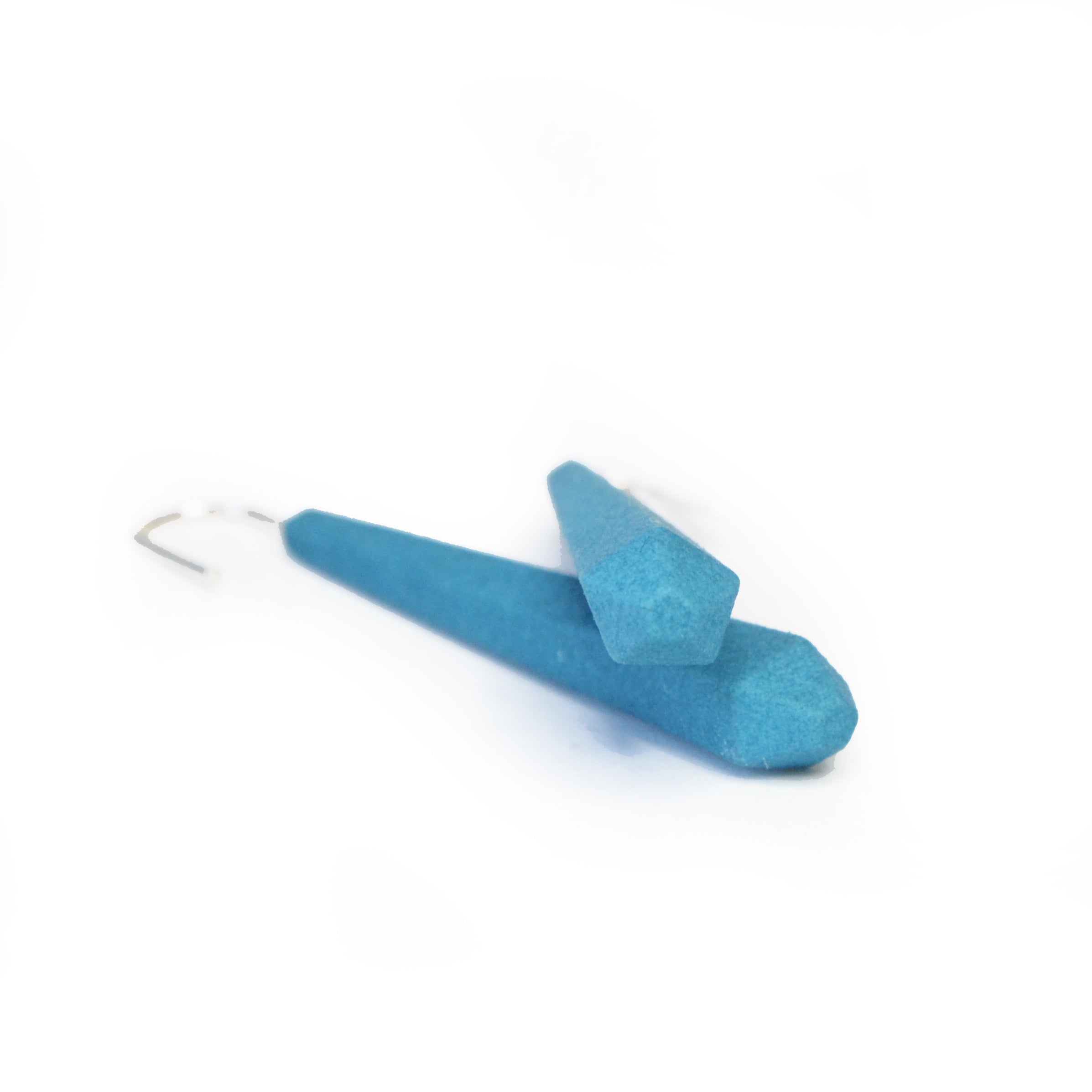 Long Pentagon Earrings XL in vibrant colors with sterling silver hooks, showcasing a modern geometric design.