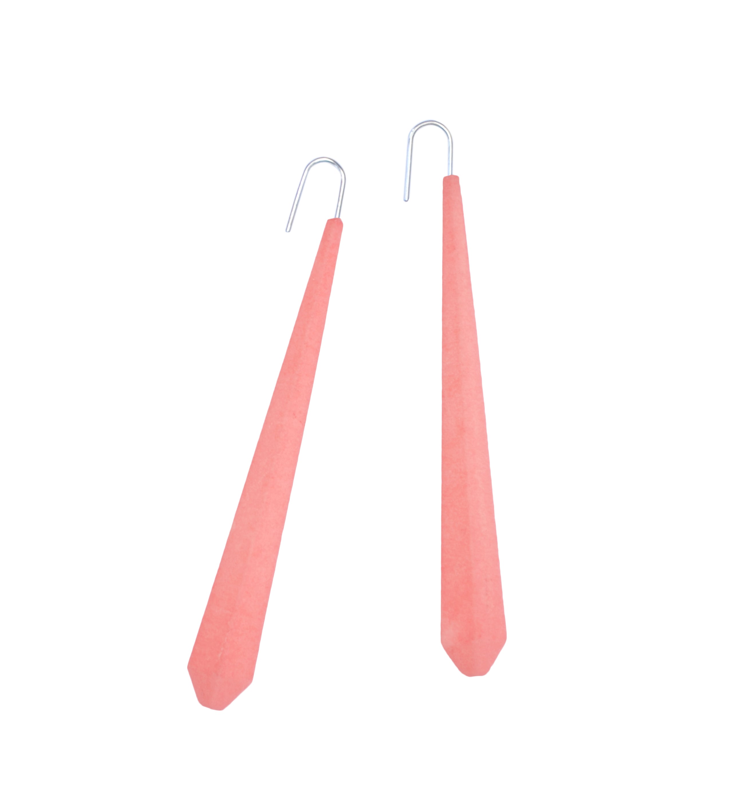 Long Pentagon Earrings XL in vibrant colors with sterling silver hooks, showcasing a modern geometric design.