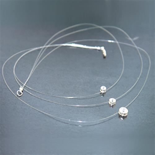 LOS002 Silver 925 Sterling Silver Necklace featuring AAA Grade Clear CZ stone, showcasing its elegant design and high-quality craftsmanship.