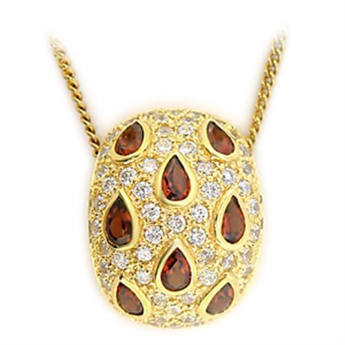 LOS008 Gold 925 Sterling Silver Pendant featuring a genuine garnet stone, elegantly designed with gold plating.