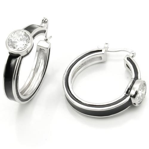 LOS173 Rhodium 925 Sterling Silver Earrings featuring AAA Grade clear CZ stones, elegantly designed for any occasion.