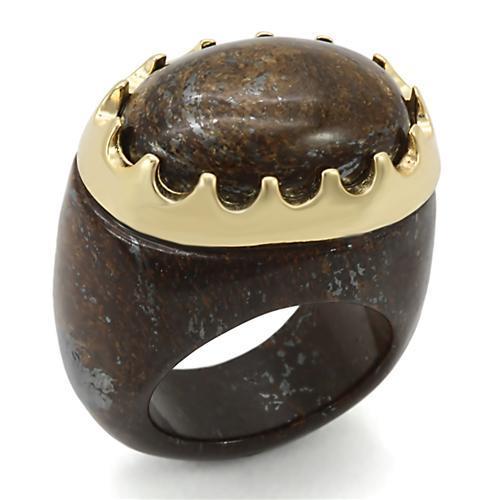 LOS298 Gold 925 Sterling Silver Ring featuring a smoky topaz bronzite stone, elegantly designed with gold plating.