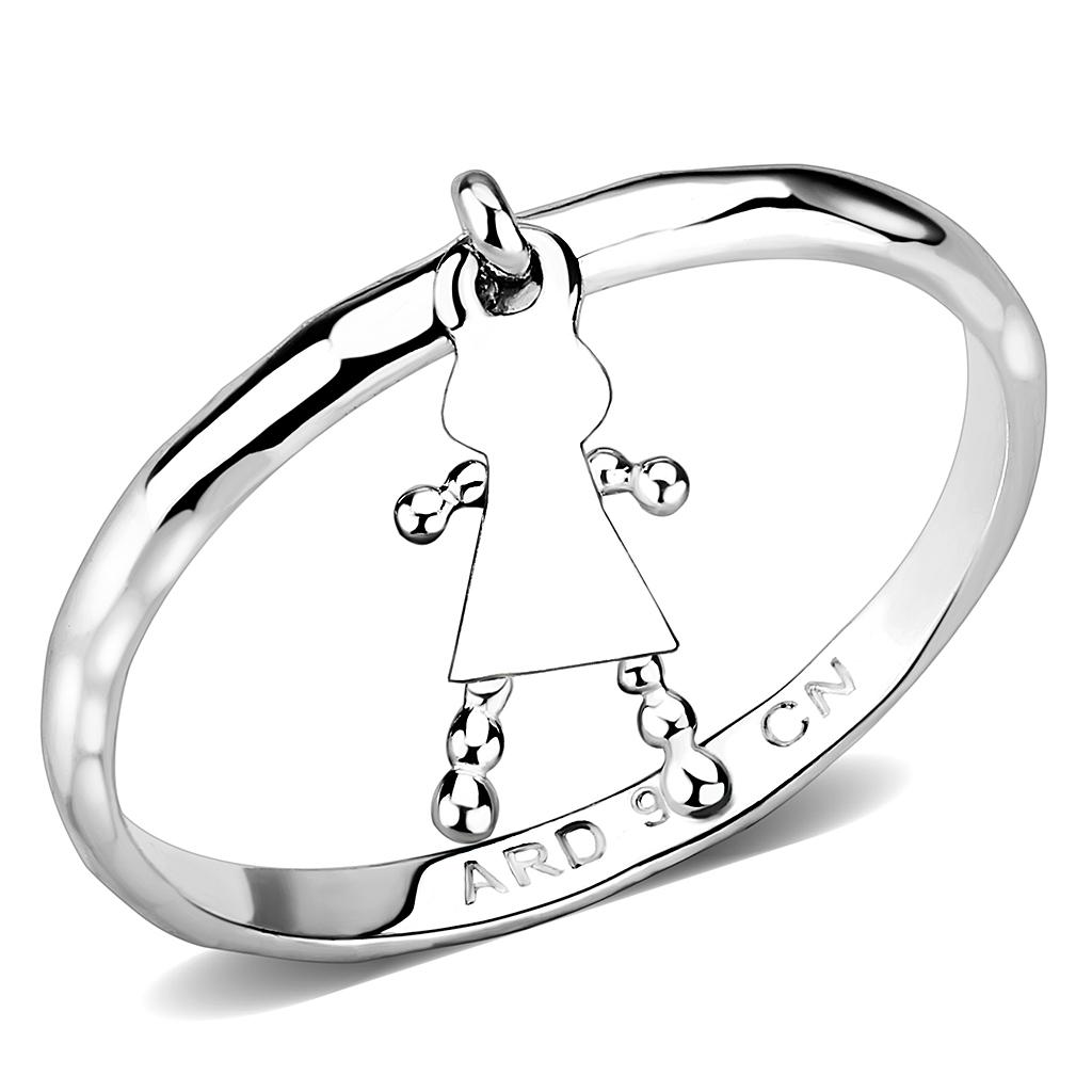 LOS327 Silver 925 Sterling Silver Ring with a polished finish, showcasing a minimalist design without any stones.