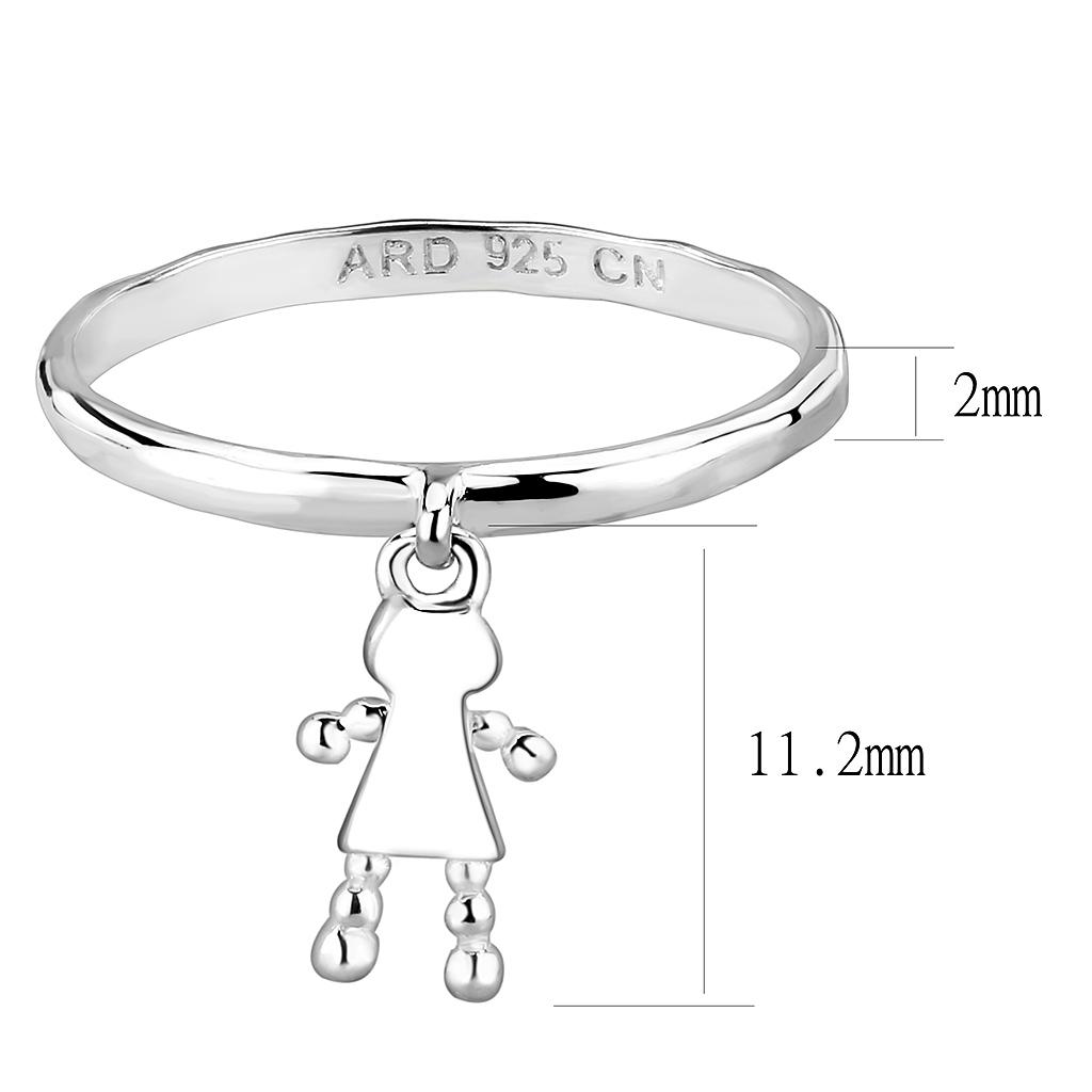 LOS327 Silver 925 Sterling Silver Ring with a polished finish, showcasing a minimalist design without any stones.