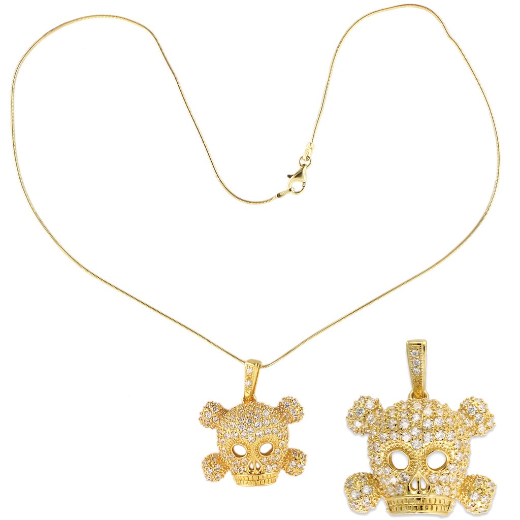 LOS383 Gold 925 Sterling Silver Pendant featuring AAA Grade clear CZ stone, showcasing elegance and luxury.