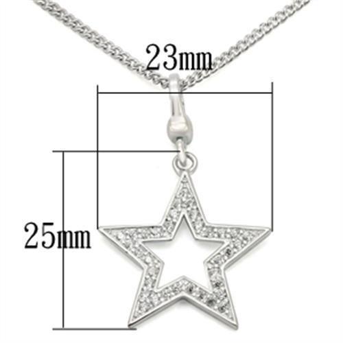 LOS441 Silver 925 Sterling Silver Chain Pendant featuring a clear AAA Grade CZ stone, elegantly designed for versatile wear.