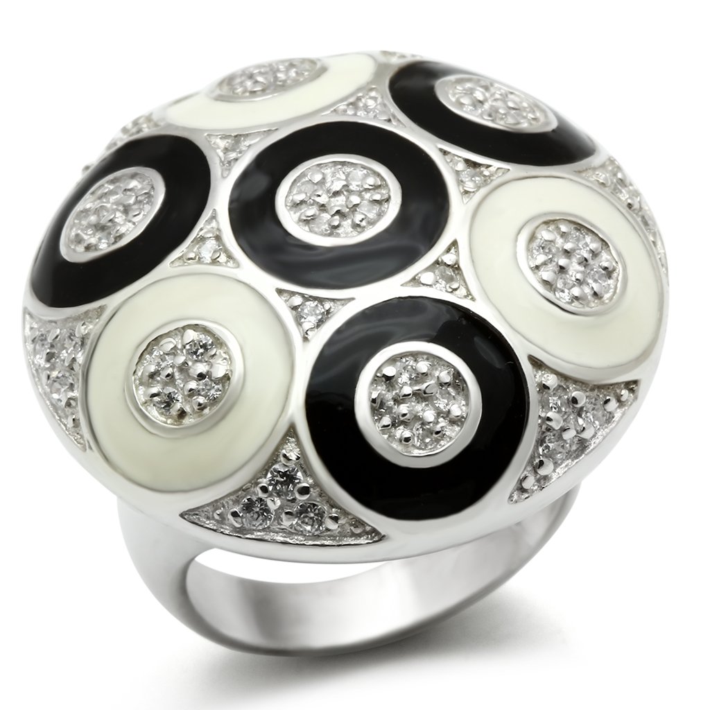 LOS541 Silver 925 Sterling Silver Ring featuring a clear AAA Grade CZ stone, showcasing its elegant design and high-quality craftsmanship.