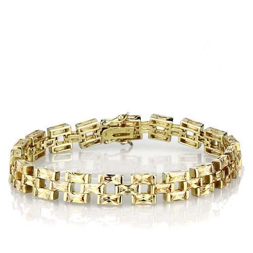 LOS601 Gold 925 Sterling Silver Bracelet featuring AAA Grade Champagne CZ, showcasing its elegant design and luxurious finish.