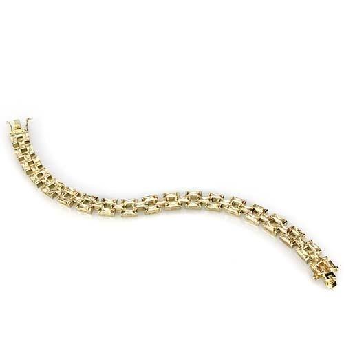 LOS601 Gold 925 Sterling Silver Bracelet featuring AAA Grade Champagne CZ, showcasing its elegant design and luxurious finish.
