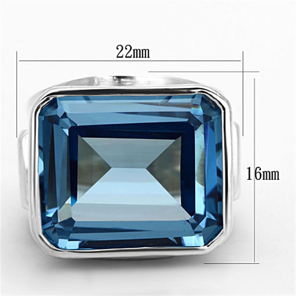 LOS669 Silver 925 Sterling Silver Ring featuring a synthetic sea blue spinel, showcasing its elegant design and craftsmanship.