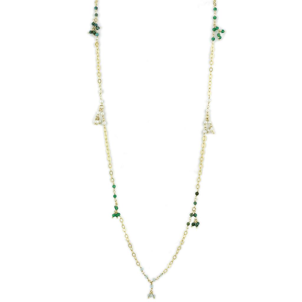 LOS793 Matte Gold 925 Sterling Silver Necklace featuring a vibrant synthetic turquoise stone, elegantly designed for any occasion.