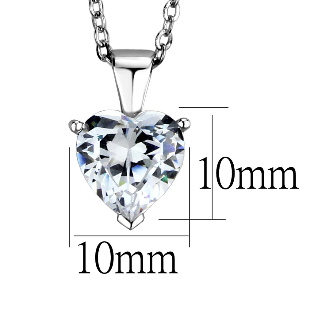 LOS889 Rhodium 925 Sterling Silver Chain Pendant featuring a clear AAA Grade CZ stone, showcasing its elegant design and high-quality materials.