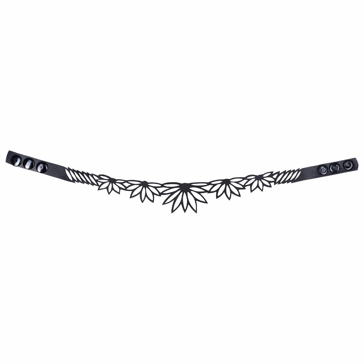 Lotus Recycled Rubber Statement Choker made from reclaimed tyre inner tubes, featuring a unique design and adjustable button closure.