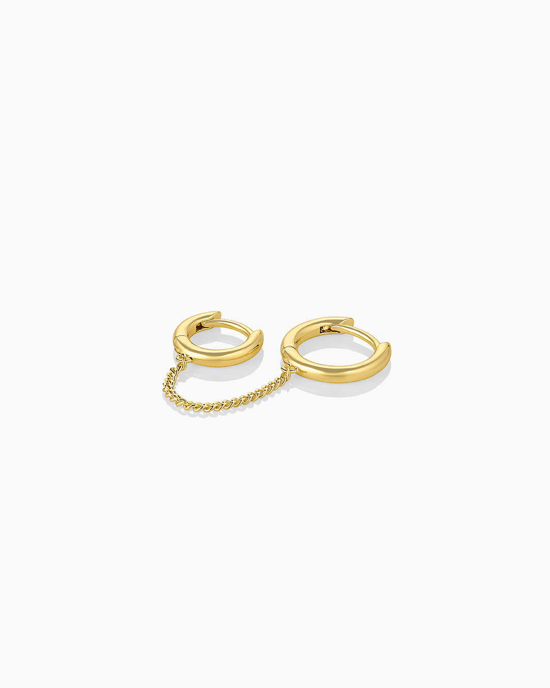 Lou Double Huggie earrings featuring a sleek double huggie design, crafted from high-quality materials for durability and style.