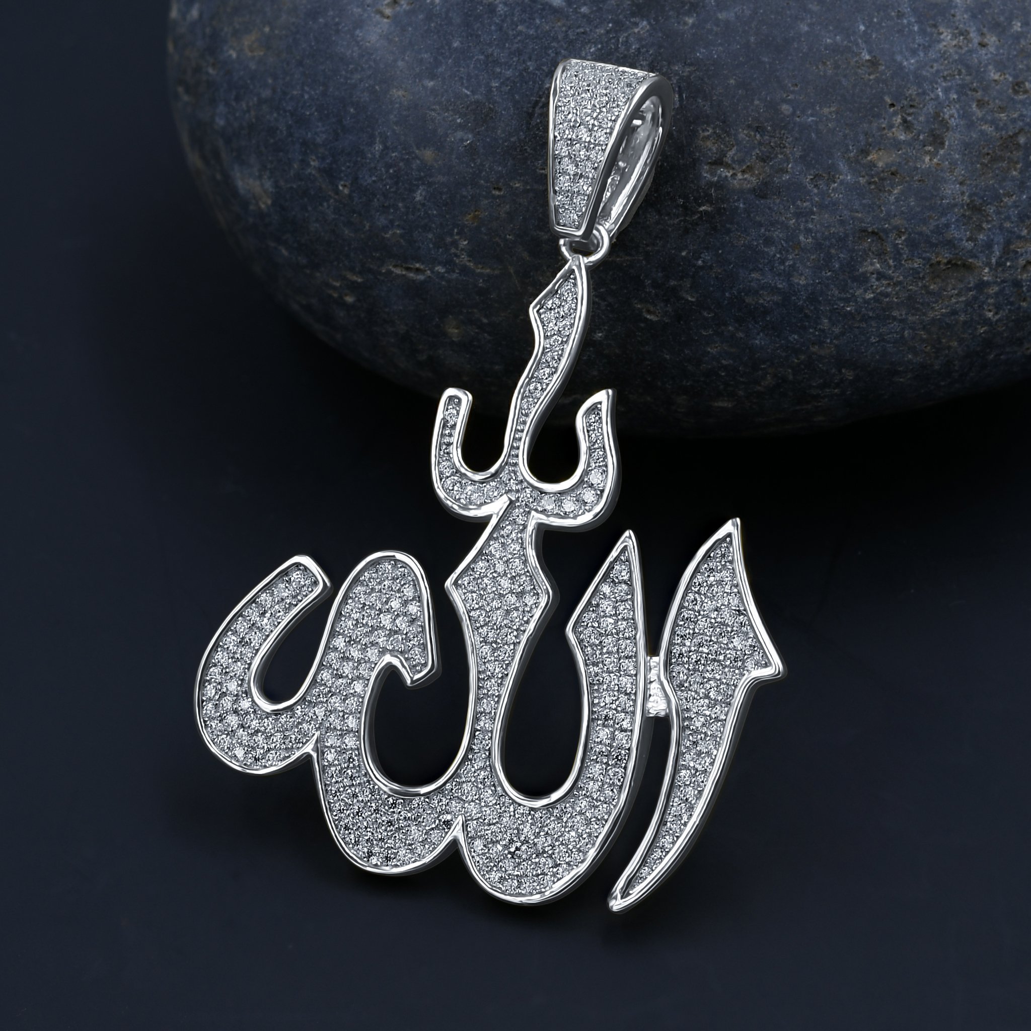 MAGNIFICENT 925 Silver Pendant featuring cubic zircon stones, elegantly designed for faith expression.