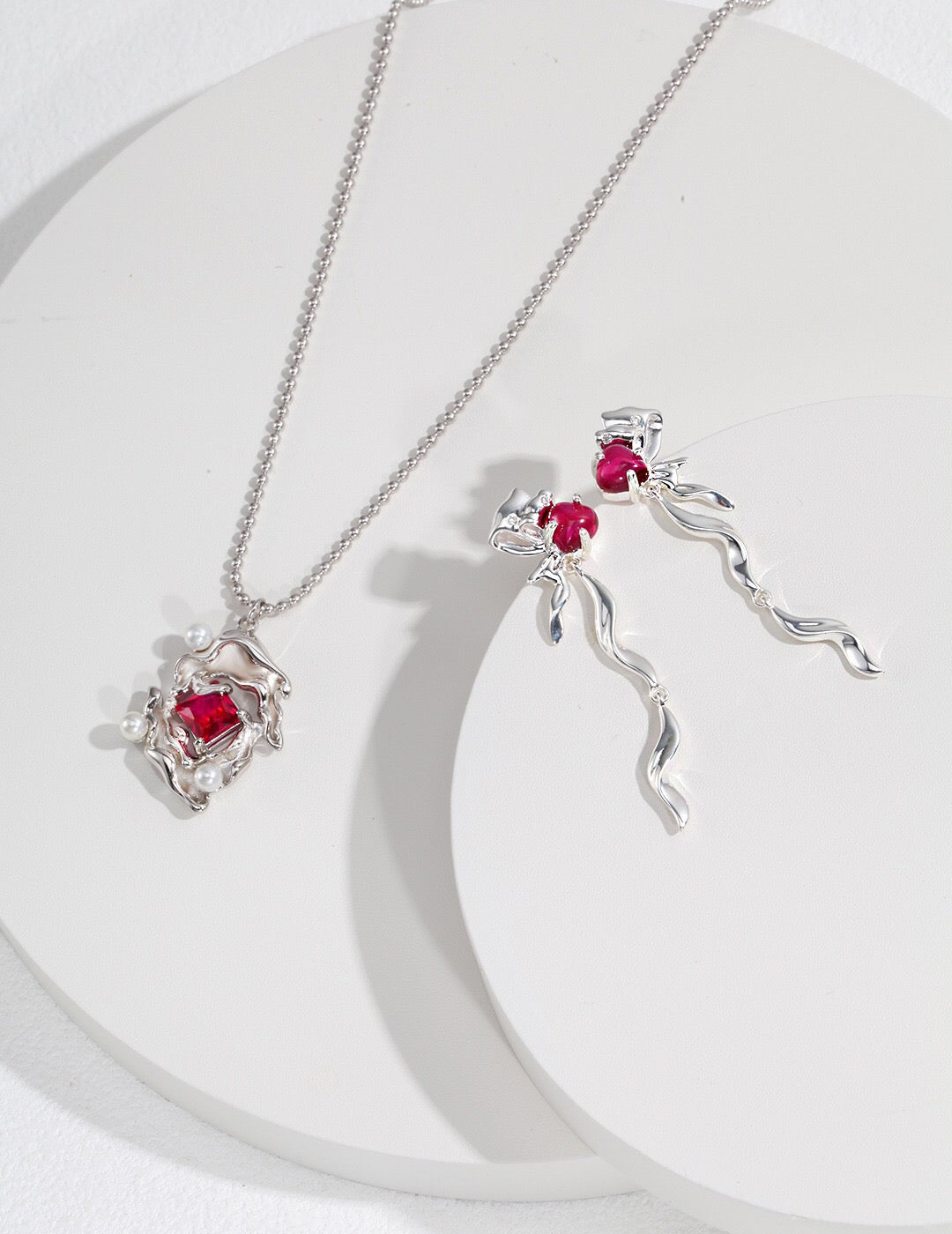 A beautiful Melting Liquid Design Pink Zircon Necklace featuring pink zircon stones set in gold vermeil, showcasing elegance and craftsmanship.