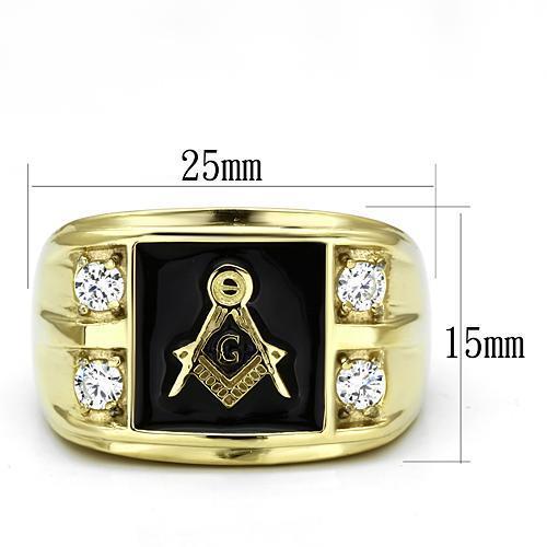 Men's stainless steel ring with cubic zirconia accents and IP gold ion plating, showcasing a sleek and elegant design.