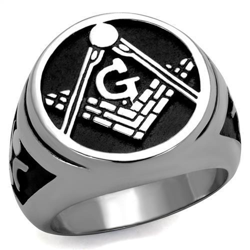 Men's stainless steel epoxy ring TK2315 with a high-polished jet black finish, showcasing its sleek and modern design.