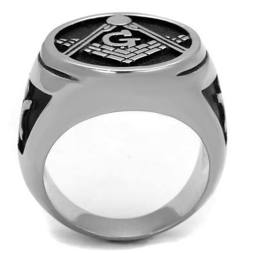 Men's stainless steel epoxy ring TK2315 with a high-polished jet black finish, showcasing its sleek and modern design.