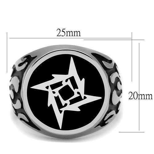 Men's stainless steel epoxy ring with high polish finish in jet black color, showcasing sleek design and durability.