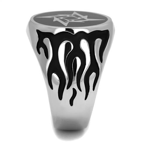 Men's stainless steel epoxy ring with high polish finish in jet black color, showcasing sleek design and durability.