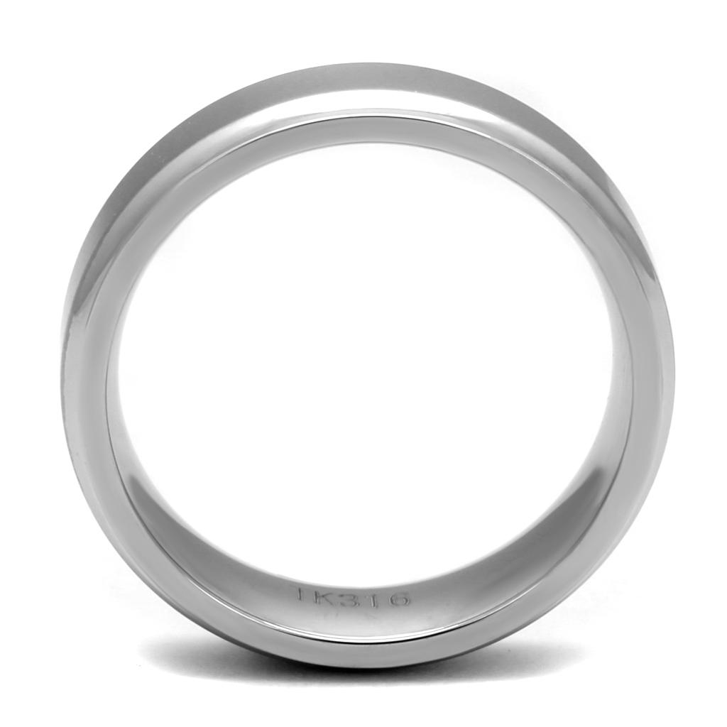 Men's stainless steel ring with a high polished finish, featuring a minimalist design without any stones.