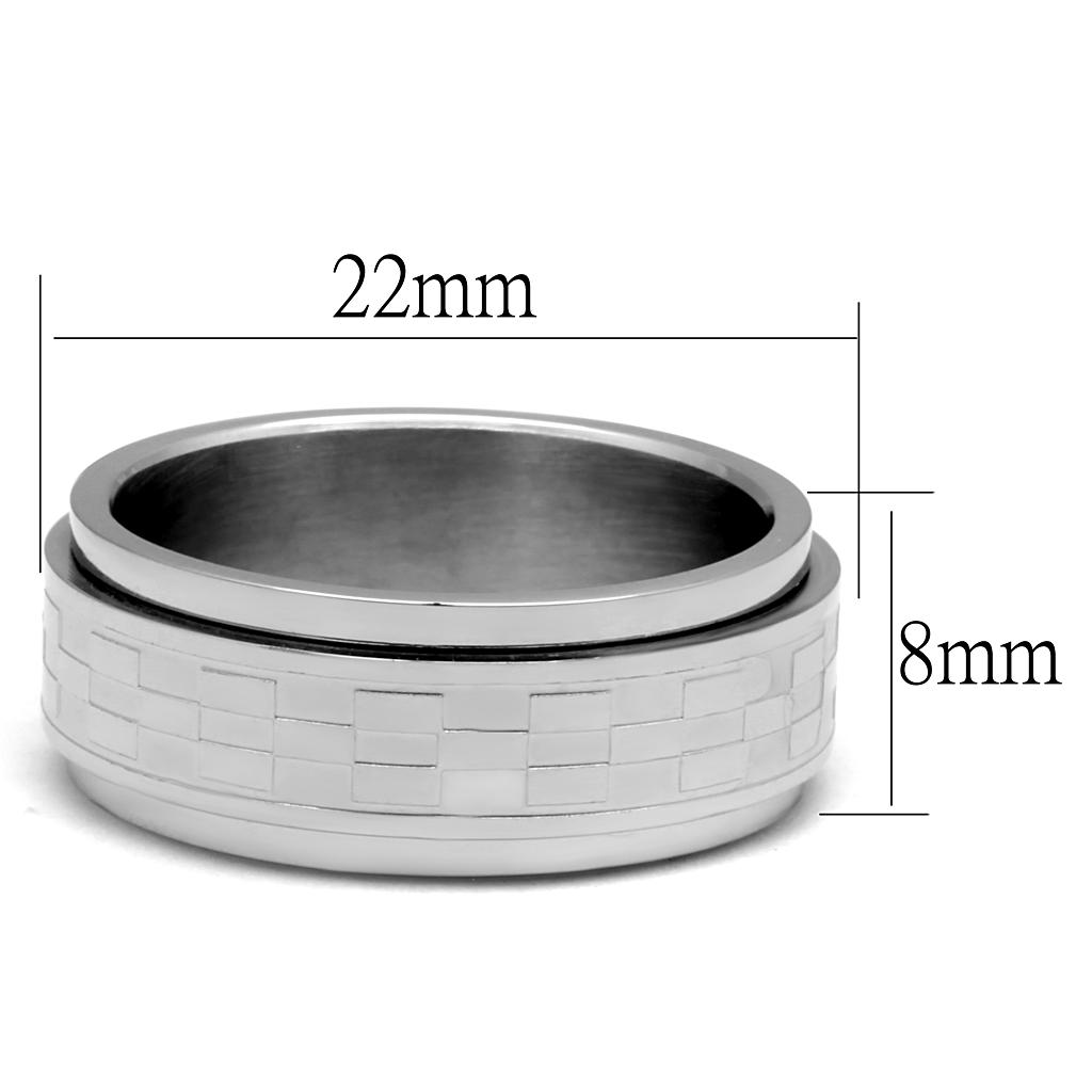 Men's stainless steel ring with a high polished finish, featuring a minimalist design without any stones.