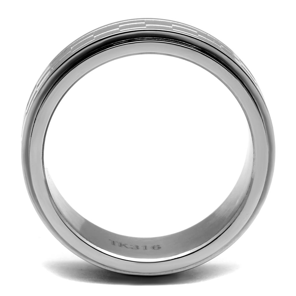 Men's stainless steel ring with a high polished finish, featuring a minimalist design without any stones.